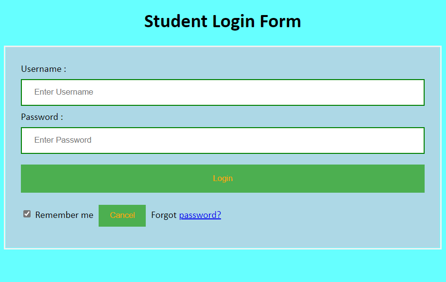 Login Form.